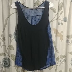 Blue and Black sheer Back Tank Top